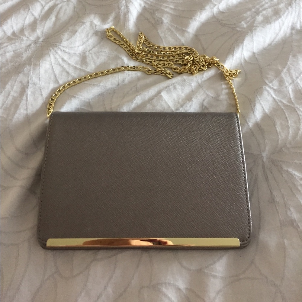 Small silver textured leather evening bag